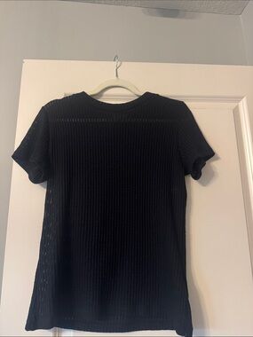 Pilcro Black Ribbed Short-Sleeve Tee